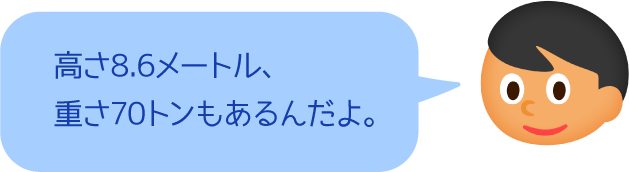 高さ8.6メートル、重さ70トンもあるんだよ。