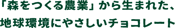 「森をつくる農業」から生まれた、地球環境にやさしいチョコレート