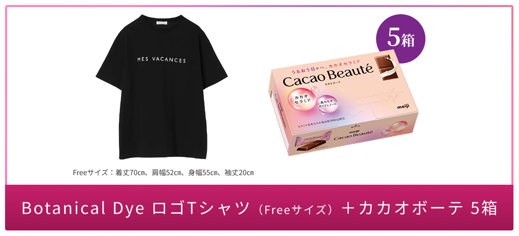 Botanical Dye ロゴTシャツのLサイズとカカオボーテ5箱のセットです。