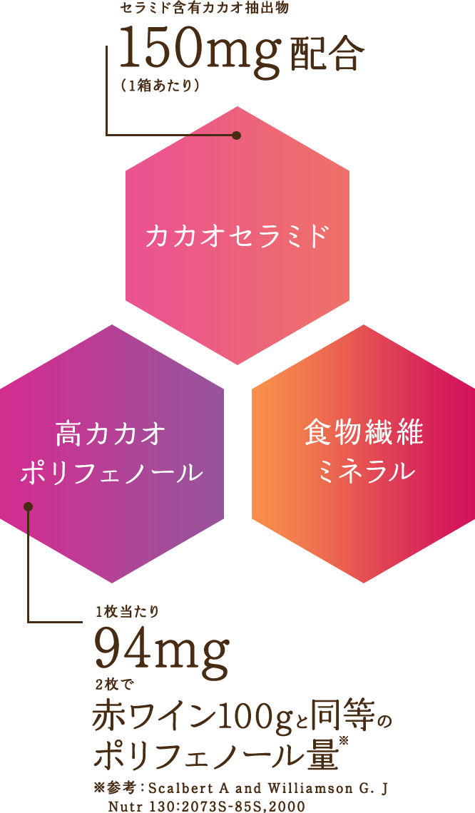 カカオ由来の美容サポート成分配合