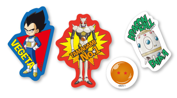 写真：「ベジータ(ミニ)×タマガミ・ナンバー・ワン」セットのシール4枚