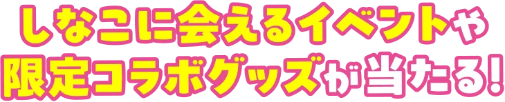 しなこに会えるイベントや限定コラボグッズが当たる！
