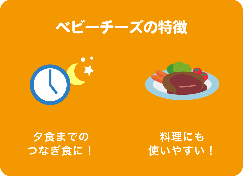 ベビーチーズの特徴 夕食までのつなぎ食に！ 料理にも使いやすい！