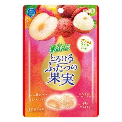 写真:果汁グミ とろけるふたつの果実プラム&ライチ 52g