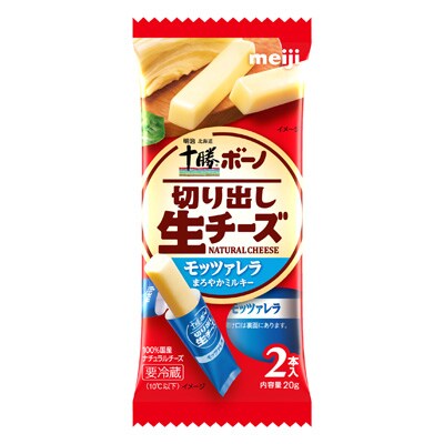 写真:明治北海道十勝ボーノ切り出し生チーズ モッツァレラ2本入り 20g