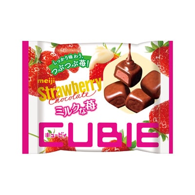 写真:明治ストロベリーチョコレート CUBIE 28g