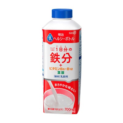 写真:明治乳ヘルシーボトル 1日分の鉄分+ビタミンB6・B12・葉酸 700ml