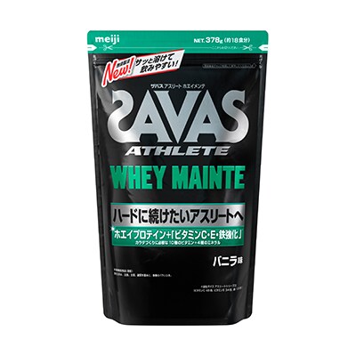 写真:ザバス アスリート ホエイメンテ バニラ味 378g(約18食分)
