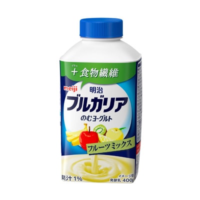 写真:明治ブルガリアのむヨーグルト フルーツミックス+食物繊維 400g