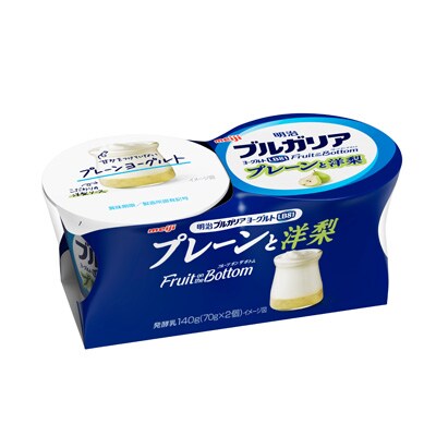 写真:明治ブルガリアヨーグルトLB81 Fruit on the Bottom プレーンと洋梨 70g×2