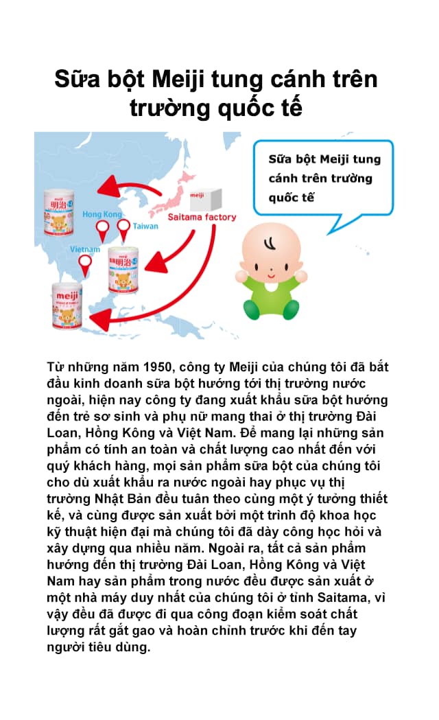 Sữa bột Meiji tung cánh trên trường quốc tế