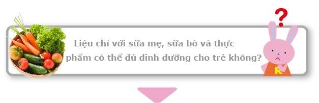 Liệu chỉ với sữa mẹ, sữa bò và thực phấm có thế dù dinh dưỡng cho trẻ không?