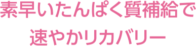 素早いたんぱく質補給で
速やかリカバリー