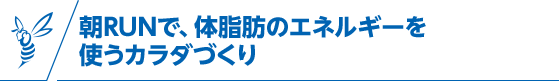 朝RUNで、体脂肪のエネルギーを使うカラダづくり