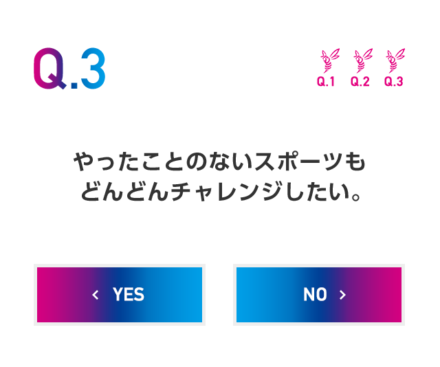Q3.やったことのないスポーツも どんどんチャレンジしたい。