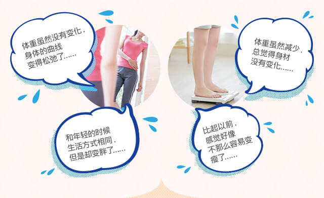 体重?然没有?化，身体的曲??得松弛了…… 和年?的?候生活方式相同，但是却?胖了…… 比起以前，感?好像不那?容易??了…… 体重?然?少，??得身材没有?化……
