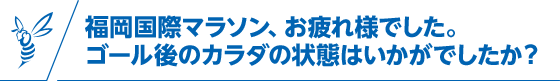 福岡国際マラソン、お疲れ様でした。ゴール後のカラダの状態はいかがでしたか？