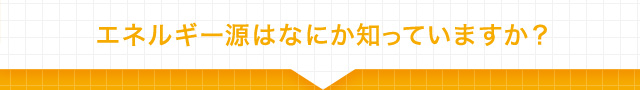 エネルギー源はなにか知っていますか？