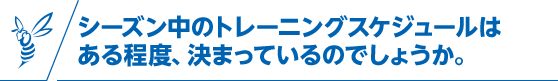 シーズン中のトレーニングスケジュールはある程度、決まっているのでしょうか。