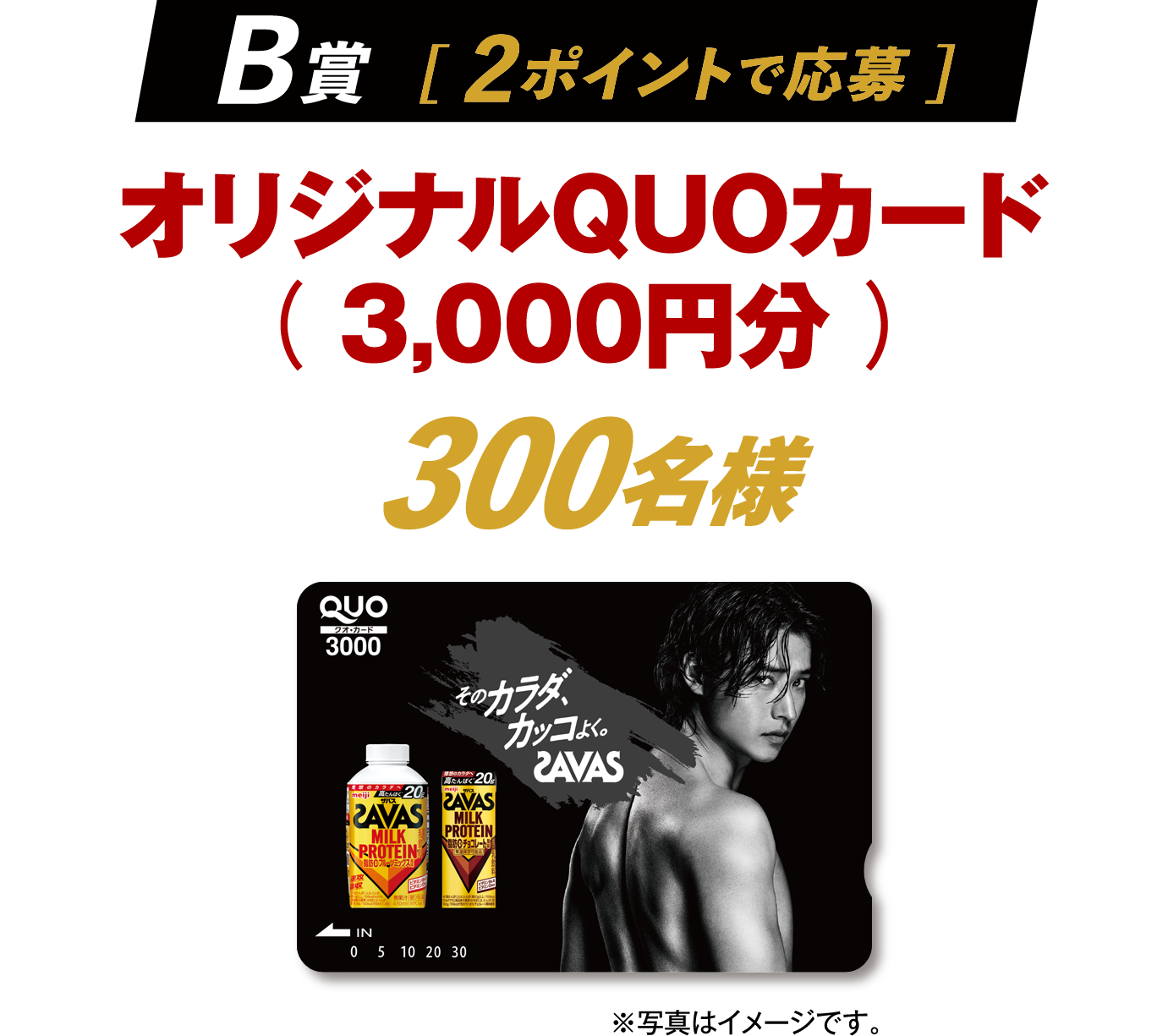 B賞  [ 2ポイントで応募 ]　オリジナルQUOカード（3,000円分）　300名様