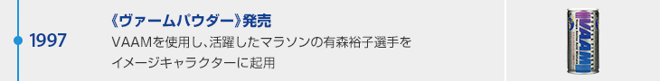 1997年 《ヴァームパウダー》発売 VAAMを使用し、活躍したマラソンの有森裕子選手をイメージキャラクターに起用