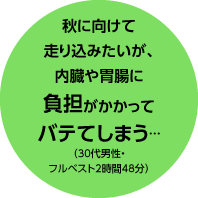 秋に向けて走り込みたいが、内臓や胃腸に負担がかかってバテてしまう…(30代男性・フルベスト2時間48分)