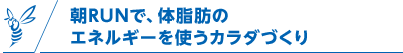 朝RUNで、体脂肪のエネルギーを使うカラダづくり