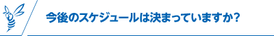 今後のスケジュールは決まっていますか？