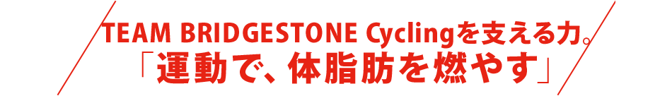 TEAM BRIDGESTONE Cyclingを支える力。 「運動で、体脂肪を燃やす」