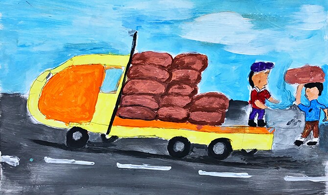 写真:子どもたちの作品