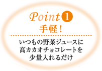 Point1 手軽! いつも野菜ジュースに少量入れるだけ