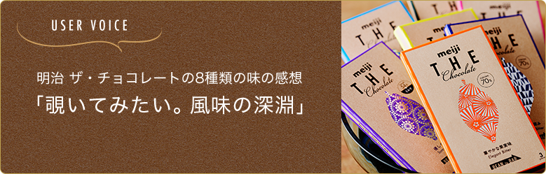 明治 ザ・チョコレートの8種類の味の感想「覗いてみたい。風味の深淵」