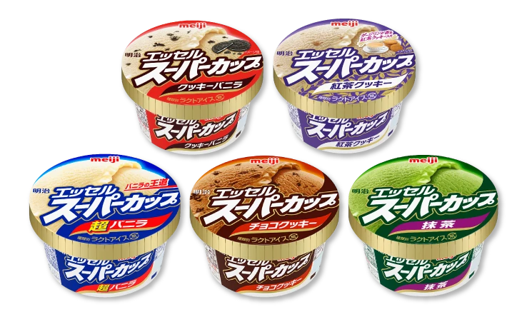 明治 エッセル スーパーカップ クッキーバニラ、明治 エッセル スーパーカップ 紅茶クッキー、明治 エッセル スーパーカップ 超バニラ、明治 エッセル スーパーカップ チョコクッキー、明治 エッセル スーパーカップ 抹茶