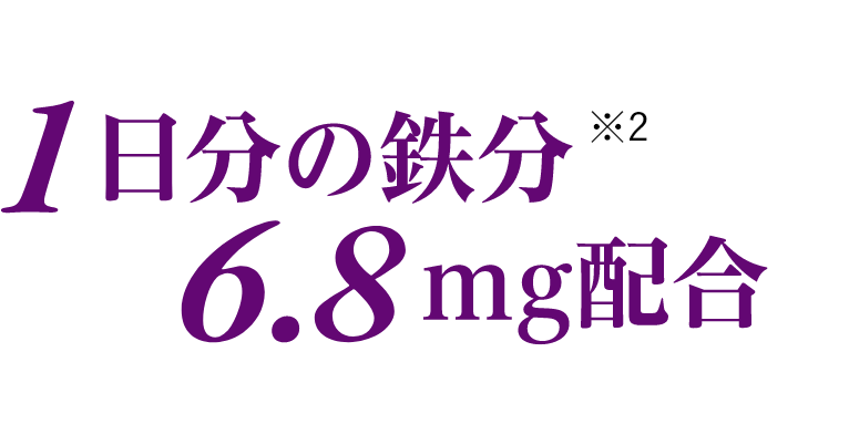 1日分の鉄分6.8mg配合