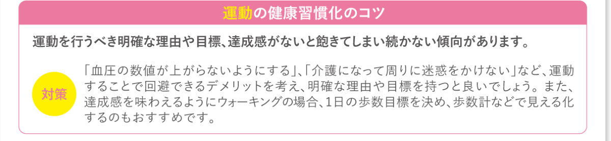 運動の健康習慣化のコツ
