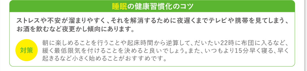睡眠の健康習慣化のコツ