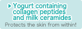Yogurt containing collagen peptides and milk ceramides Protects the skin from within!