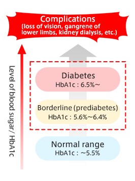 Level of blood sugar/ HbA1c